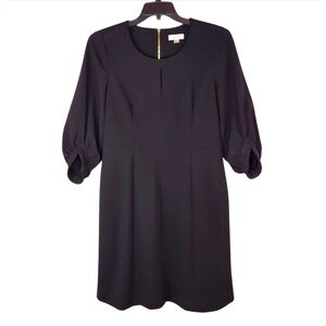 Calvin Klein Black Puff Sleeve Keyhole Neck Knee Length Dress Size 14